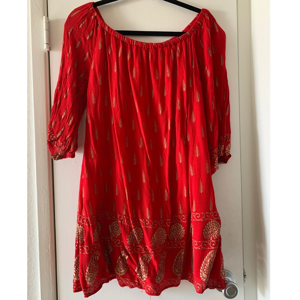 Off the shoulder print dress